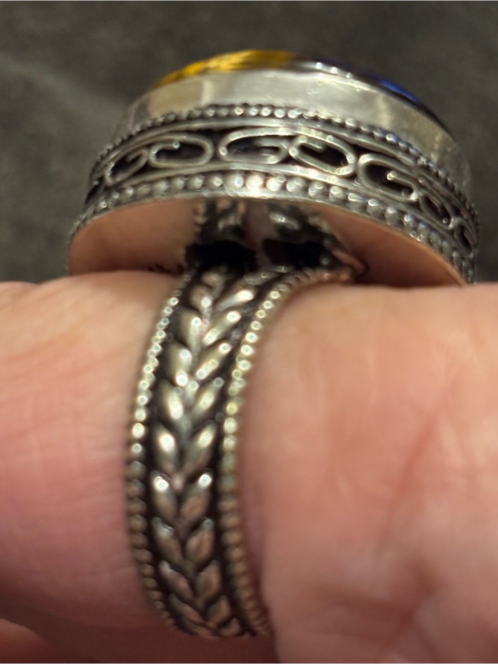 Bold Silver 925 stamped Tiger's Eye Statement Ring - Picture 7 of 9